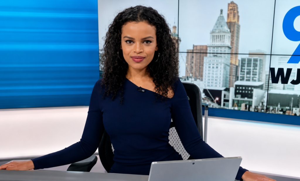 Sina Gebre-Ab working as a television anchor and news reporter